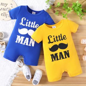 Baby Boy Mustache and Letter Print Short-sleeve Romper