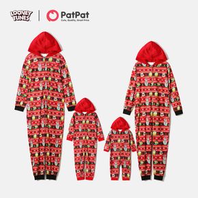 Looney Tunes Family Matching  Christmas Allover Zip-up Hooded Onesies Pajamas