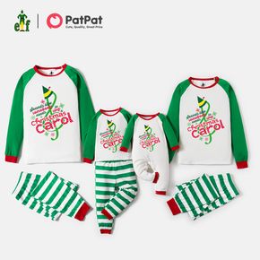 ELF Family Matching Christmas Carol Pajamas Top and Stripe Pants