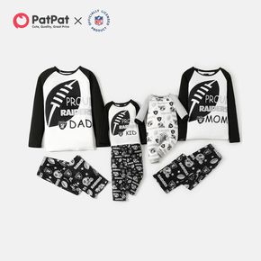 NFL Family Matching RAIDERS Colorblock Top and Allover Pants Pajamas Sets