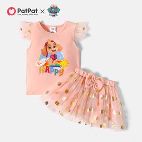 PAW Patrol 2-piece Toddler Girl Skye Rainbow Cotton Tee and Mesh Skirt Set