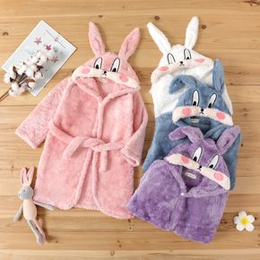 Bunny Design Hooded 3D Ear Decor Long-sleeve White or Pink or Grey or Purple or Blue Toddler Pajamas