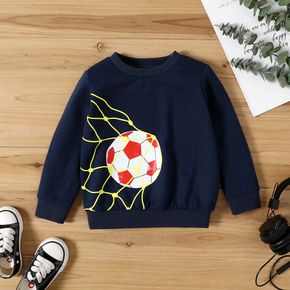 Toddler Boy Football Print Royal Blue Pullover Sweatshirt