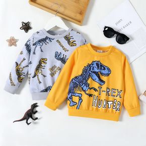 Toddler Boy Letter Animal Dinosaur Print Pullover Sweatshirt