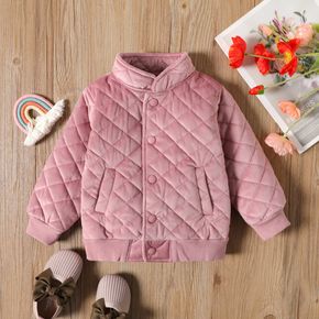 Toddler Girl Argyle Pattern Textured Button Design Coat