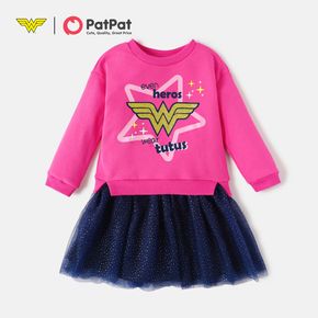 Wonder Woman Toddler Girl Colorblock Stars Tutu Dress