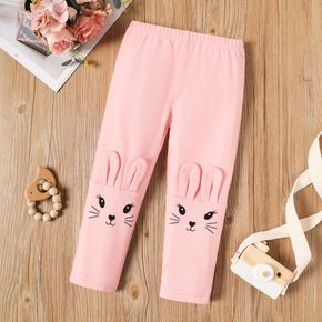 Toddler Girl Rabbit Print Ear Design Elasticized Pink Leggings