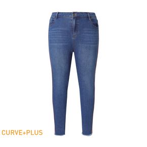 Women Plus Size Casual Side Embroidered Denim Jeans