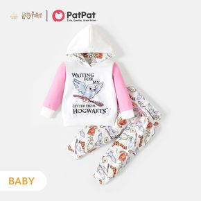 Harry Potter Baby Girl 2-piece Pink letter Owl Broomsticks Bowknot Sweatshirt