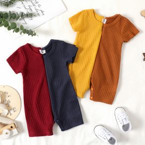 Baby Boy/Girl Colorblock Knitted Short-sleeve Romper