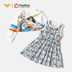 Wonder Woman 2-piece Toddler Girl Rainbow Top and Allover Tank Dress Set