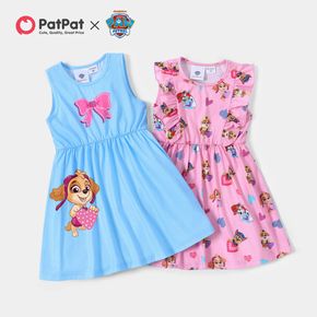 Paw patrol toddler girl bowknot e coração print tank dress