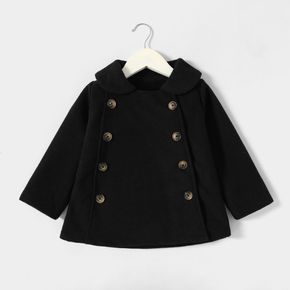 Toddler Girl Doll Collar Double Breasted Black Coat