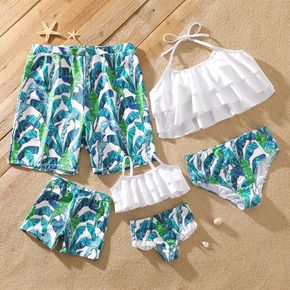 Family Matching All Over Tropical Plant Print Two Piece Swimsuit