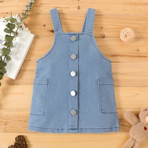 Baby Girl Blue Denim Sleeveless Button Overall Dress