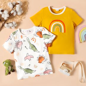 Toddler Boy Rainbow/Dinosaur Print Short-sleeve Tee