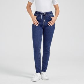 Slant Pockets Drawstring Waist Skinny Jeans