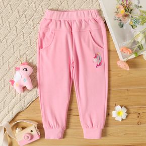 Toddler Girl Unicorn Print Elasticized Pink Pants