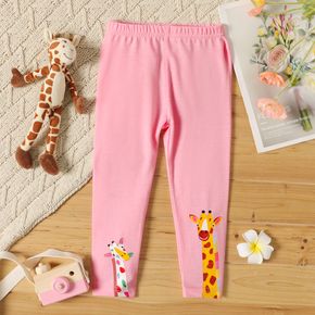 Toddler Girl Animal Giraffe Print Pink Elasticized Leggings