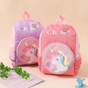 Kids Flat Cartoon Unicorn Print Preschool Backpack Travel Backpack for Girls