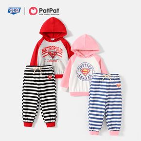 Justice League Toddler Boy/Girl 2-piece Colorblock Hooded Sweatshirt and Stripe Pants Set