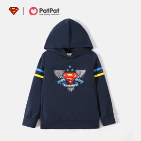 Superman Kid Boy Striped Dark Blue Hoodie Sweatshirt