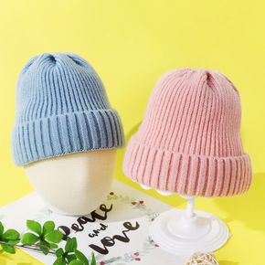Baby / Toddler Pure Color Cuffed Rib Knit Beanie Hat