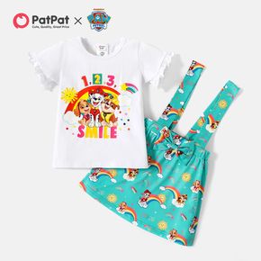PAW Patrol 2-piece Toddler Girl Rainbow Print Cotton Tee and Suspender Skirt Set