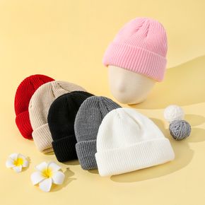 3er-Pack Baby / Kleinkind / Kind minimalistische, reine Farbe Rippstrickmütze mit Bündchen
