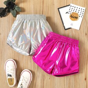 Toddler Girl Metallic Solid Color Elasticized Shorts