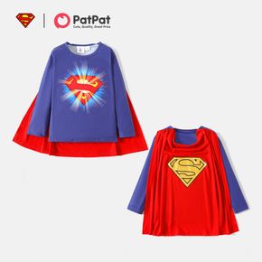 Superman Kids Boy Shiny Superman Logo Tee with Cloak