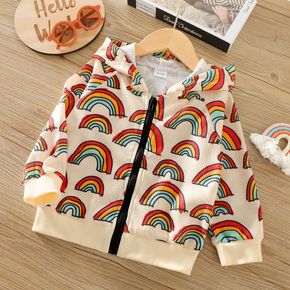 Toddler Boy/Girl Rainbow Print Zipper Hooded Jacket