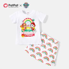 PAW Patrol 2-piece Toddler Girl Rainbow Print Cotton Tee and Elasticized Skirt Set
