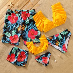Family Matching All Over Colorful Floral Print Two-Piece Swimsuit