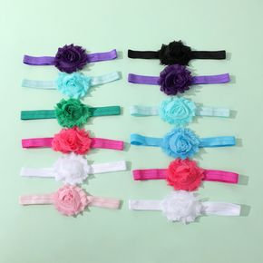 6-pack Pure Color Chiffon Big Floral Headband Hair Accessories for Girls