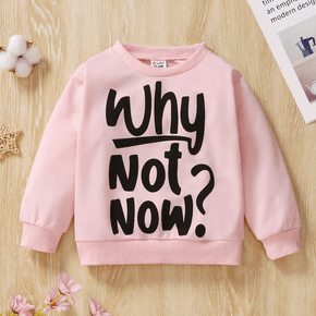 Toddler Girl Letter Print Pink Pullover Sweatshirt