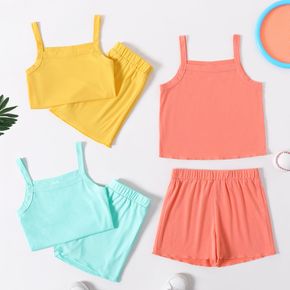 2-piece Kid Girl Solid Color Camisole and Elasticized Shorts Set