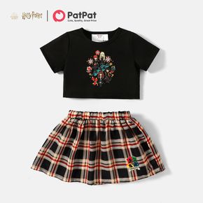 Harry Potter 2-piece Toddler Girl Floral Tee and Plaid Skirt Set