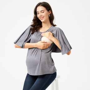 Mutterschaft Rundhalsausschnitt Einfach Still-T-Shirt