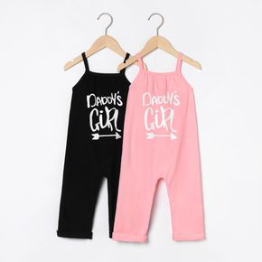 Toddler Girl 100% Cotton Casual Letter Print Solid Color Overalls