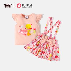 Looney Tunes 2-piece Toddler Girl Tweety Heart Print Cotton Tee and Skirt Set