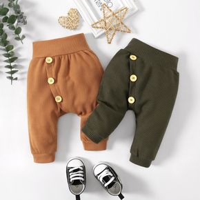 Baby Boy Solid Waffle Button Front Harem Pants
