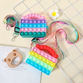 Kids Rainbow Silicone Sensory Toy Mini Handbag Messenger Bag Crossbody Shoulder Bag for Girls