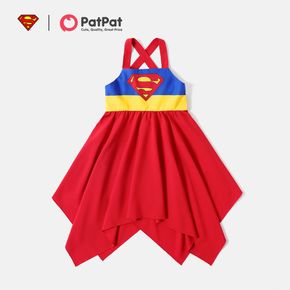 Superman Kid Girl Colorblock Irregular Hem Overall Dress