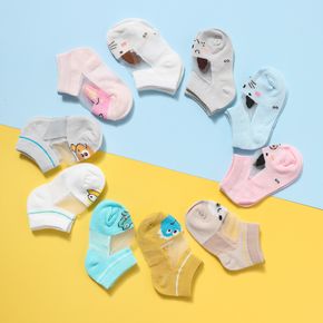 5-pack Baby / Toddler / Kid Cartoon Graphic Mesh Panel Socks
