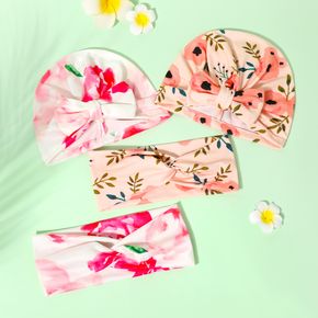 2-pack Flower Pattern Bowknot Turban Headband for Mom and Me