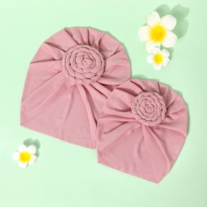 Pure Color Swirl Flower Headband Turban for Mom and Me