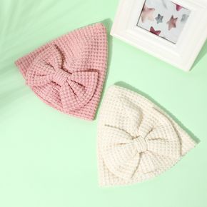 Newborn Baby Pure Color Bow Knitted Hat