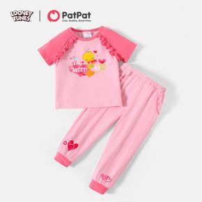 Looney Tunes 2-piece Toddler Girl Flounce Heart Print Tee and Pants Set