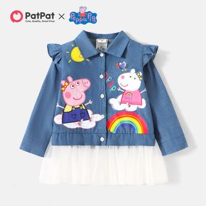 Peppa Pig Toddler Girl Sun and Rainbow Denim and Mesh Top